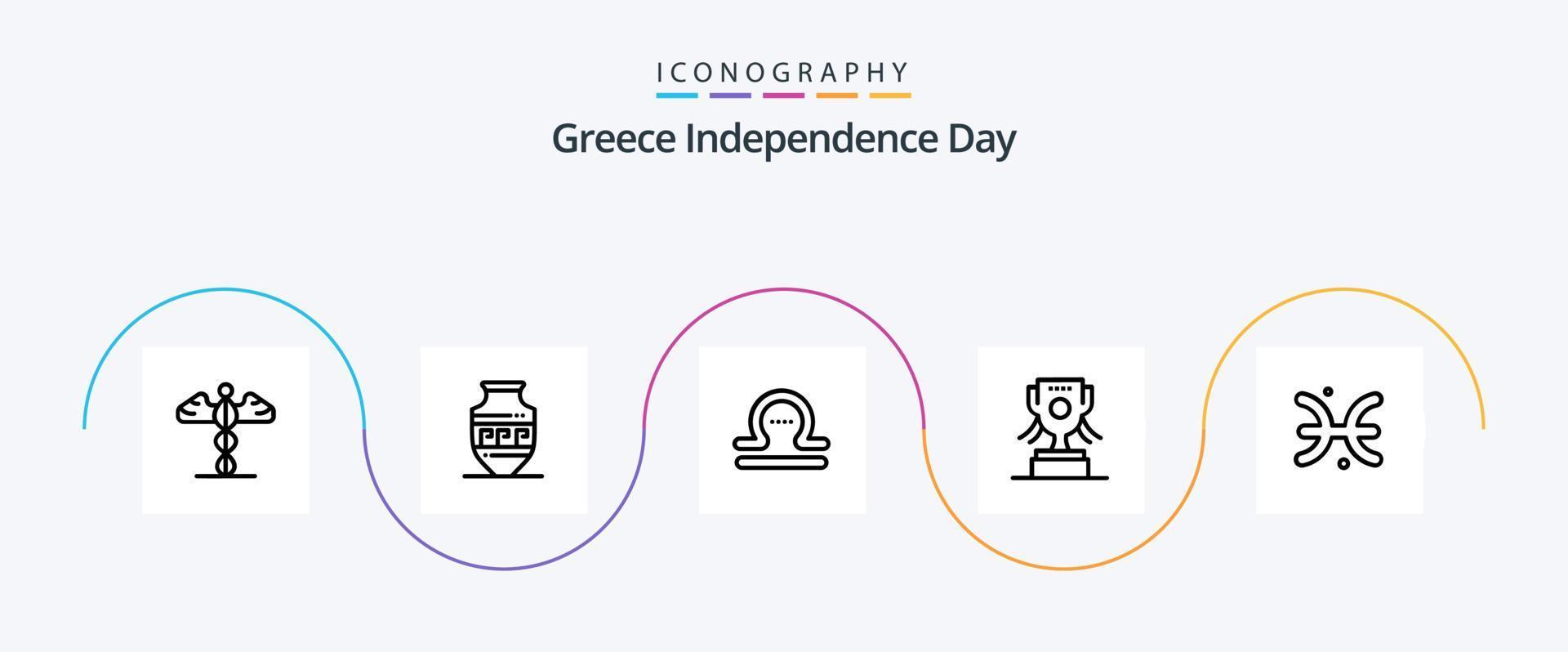 Greece Independence Day Line 5 Icon Pack Including pisces. astrology. astrology. ireland. award vector