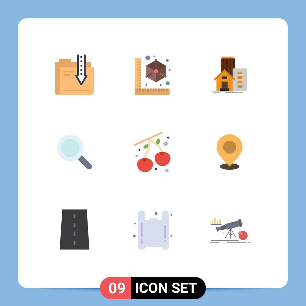 Universal Icon Symbols Group of 9 Modern Flat Colors of search look printer glass appartment Editable Vector Design Elements