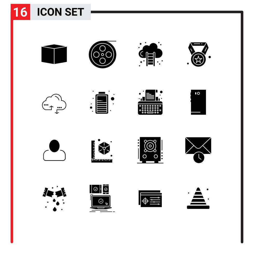 Universal Icon Symbols Group of 16 Modern Solid Glyphs of link cloud finance education award Editable Vector Design Elements