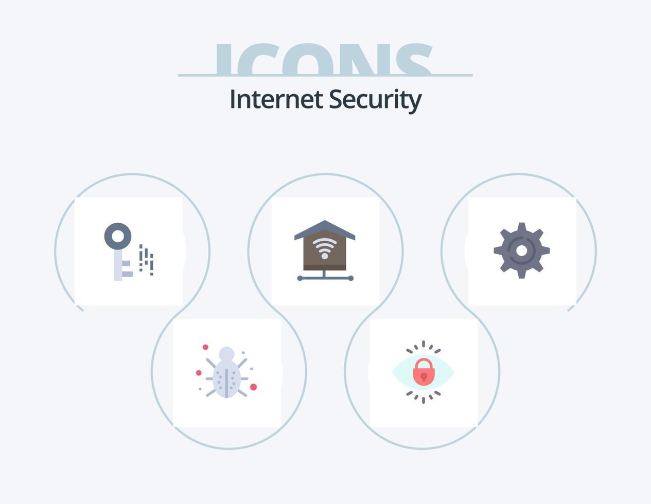 Internet Security Flat Icon Pack 5 Icon Design. setting. internet. lock. signal. security vector