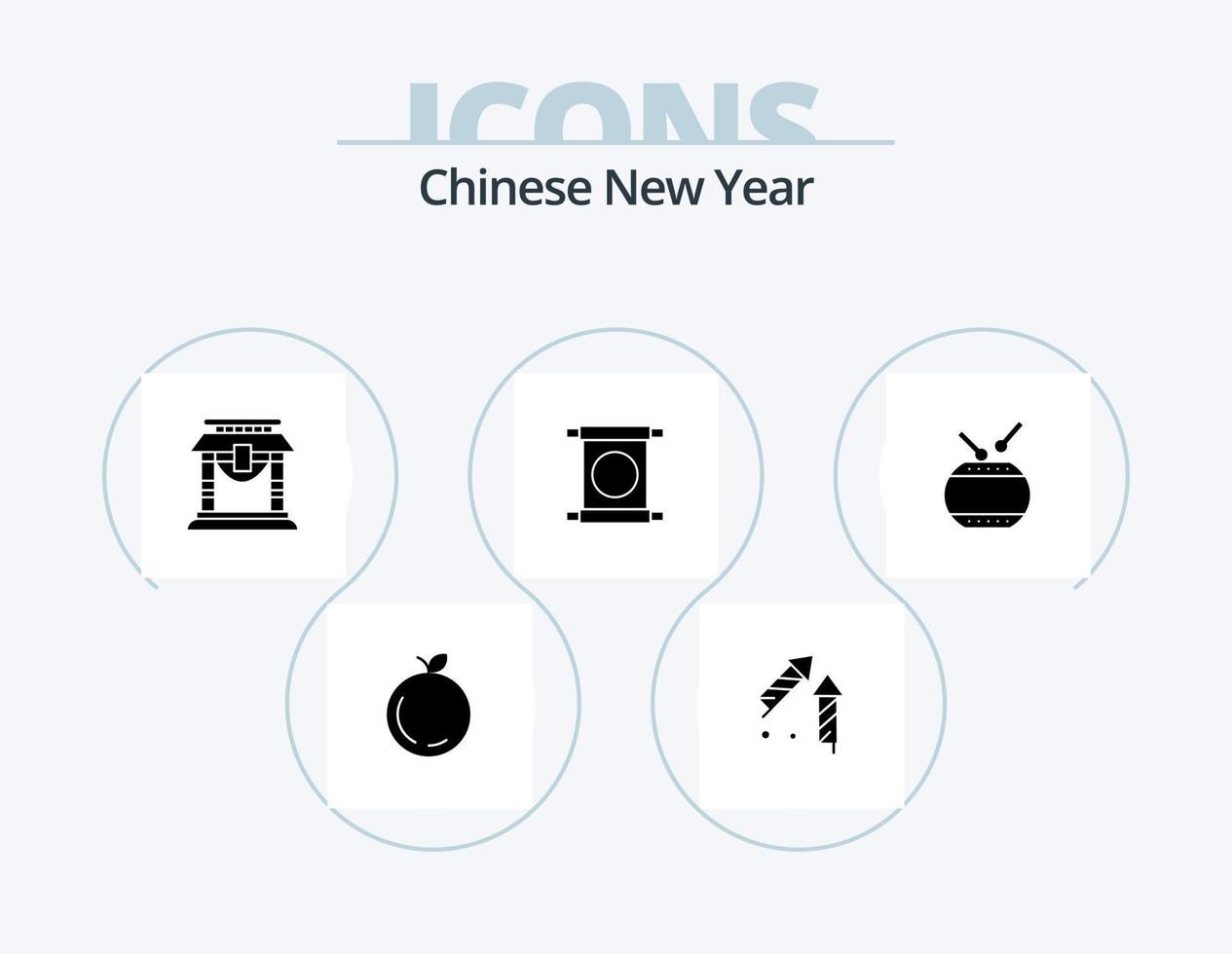 Chinese New Year Glyph Icon Pack 5 Icon Design. door. year. fireworks. new. china vector