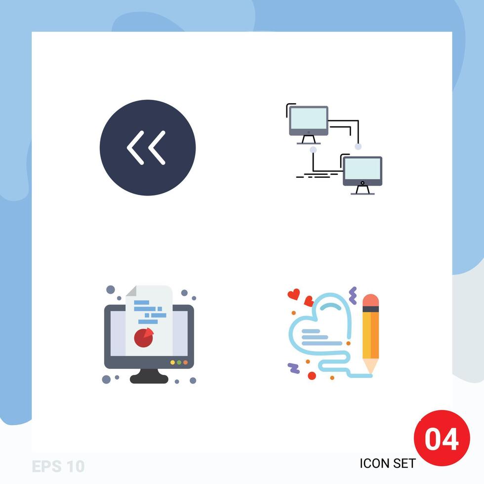 Pack of 4 Modern Flat Icons Signs and Symbols for Web Print Media such as arrows chart left connection monitor Editable Vector Design Elements