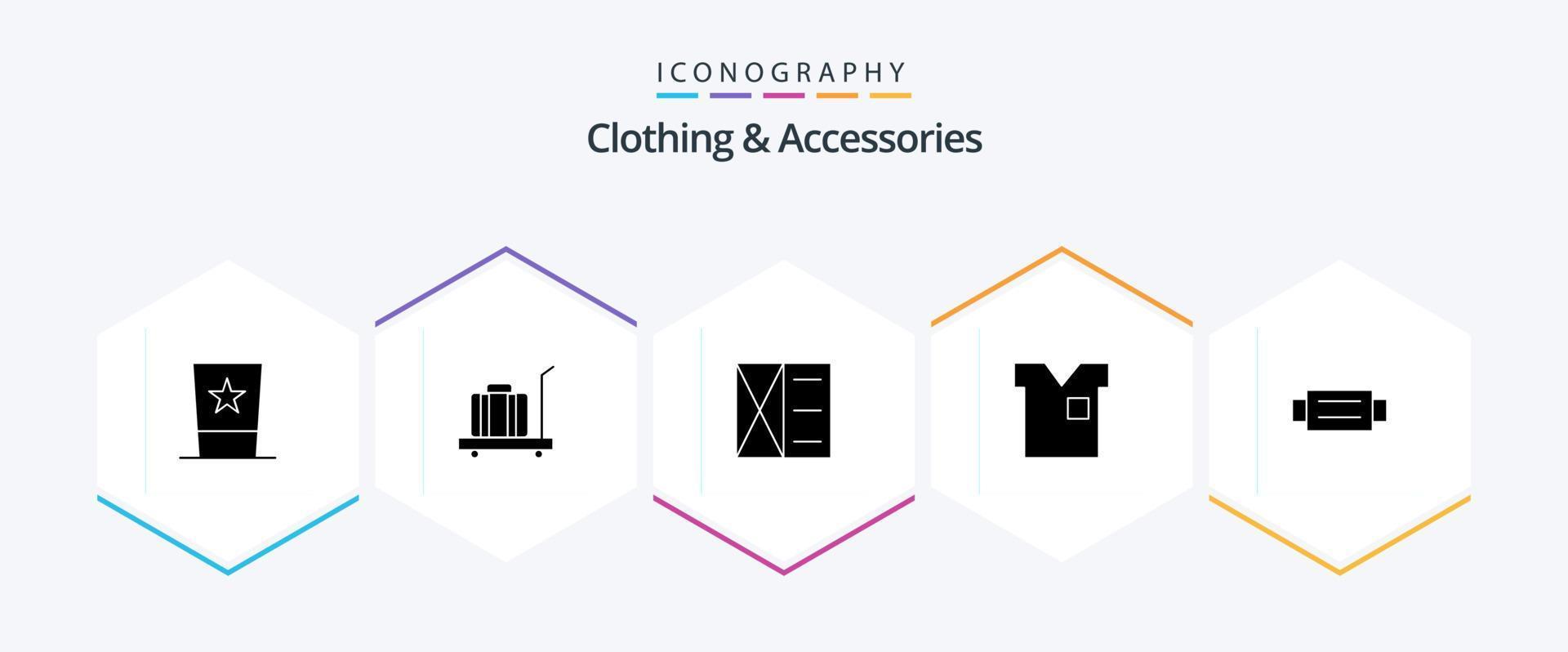 Clothing and Accessories 25 Glyph icon pack including t shirt. fashion. weight. clothing. wallet vector