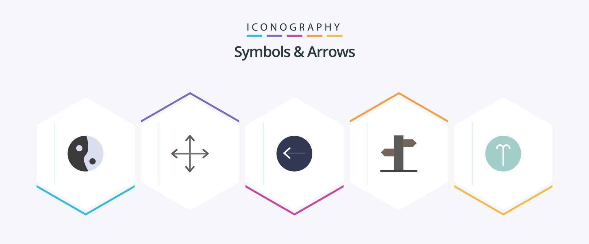 Symbols and Arrows 25 Flat icon pack including . symbolism. direction. sign. signal vector