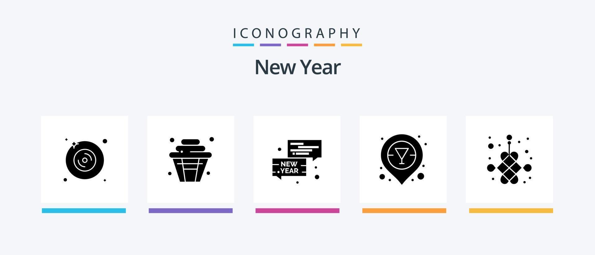 paquete de iconos de glifo 5 de año nuevo que incluye nuevo. chino. burbuja. vodka. ubicación de la barra de champán. diseño de iconos creativos vector