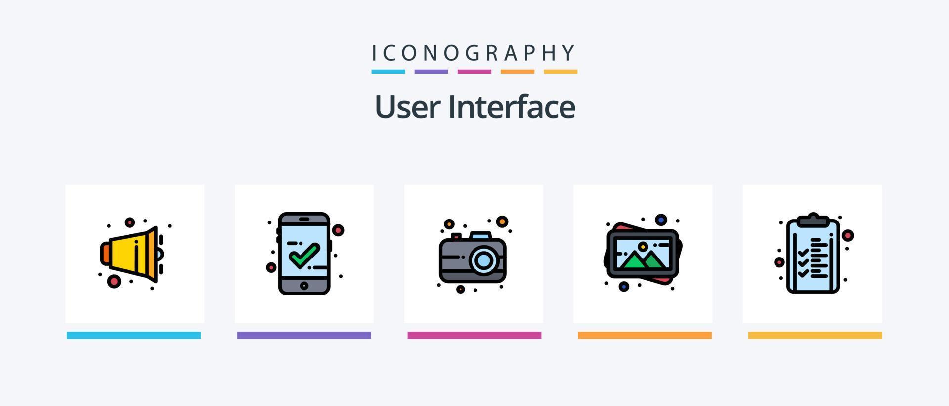 la línea de la interfaz de usuario llenó el paquete de 5 íconos que incluye . objetivo. interfaz. metas. joya. diseño de iconos creativos vector