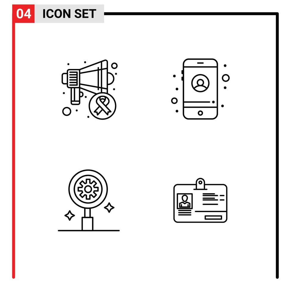 Modern Set of 4 Filledline Flat Colors Pictograph of speaker gear world settings pass Editable Vector Design Elements