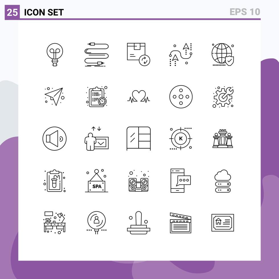 Group of 25 Modern Lines Set for programing design box curves shipping Editable Vector Design Elements