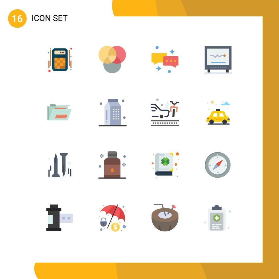 Group of 16 Modern Flat Colors Set for rar file email folder heartbeat Editable Pack of Creative Vector Design Elements