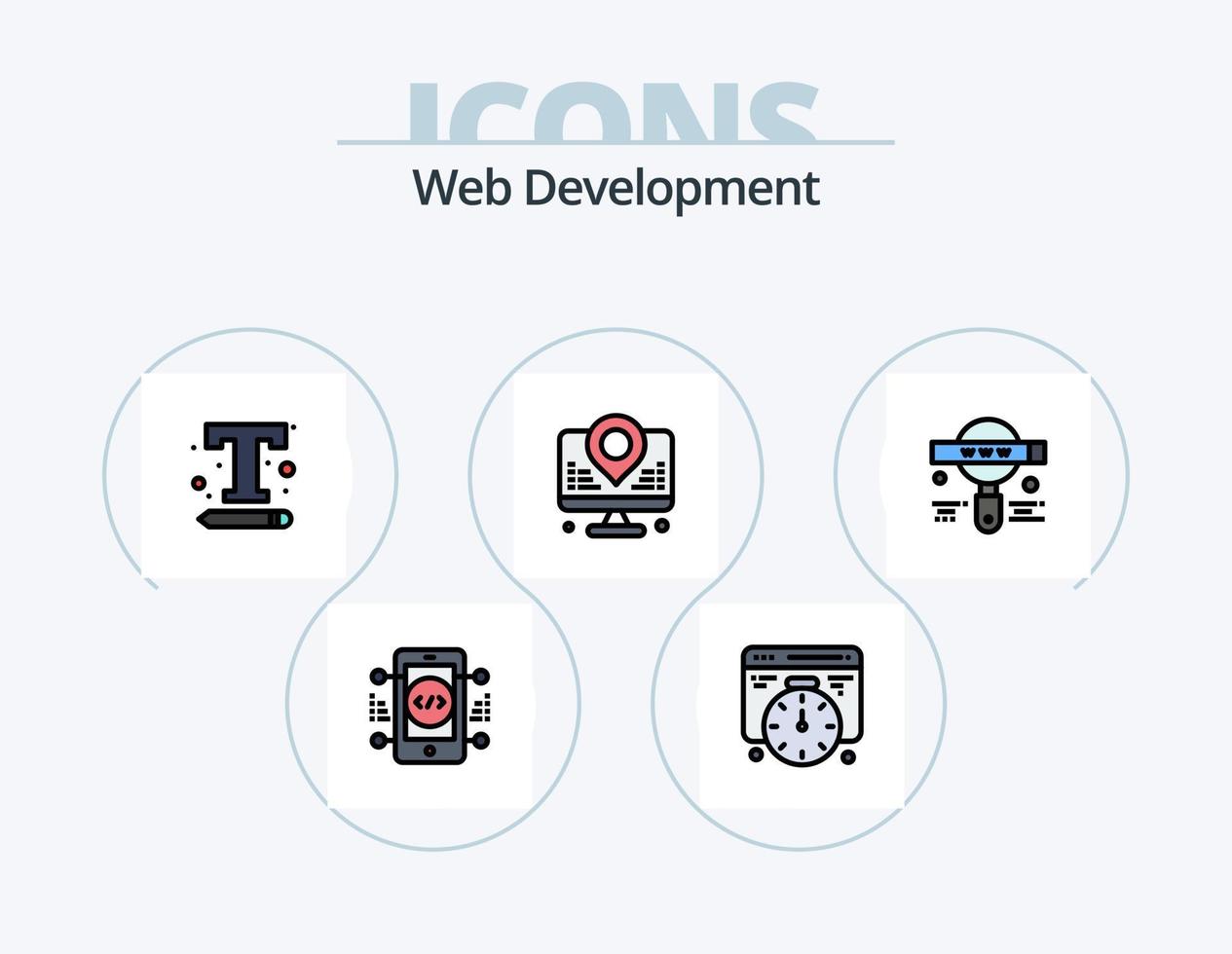 Web Development Line Filled Icon Pack 5 Icon Design. development. web. web. online. coding vector