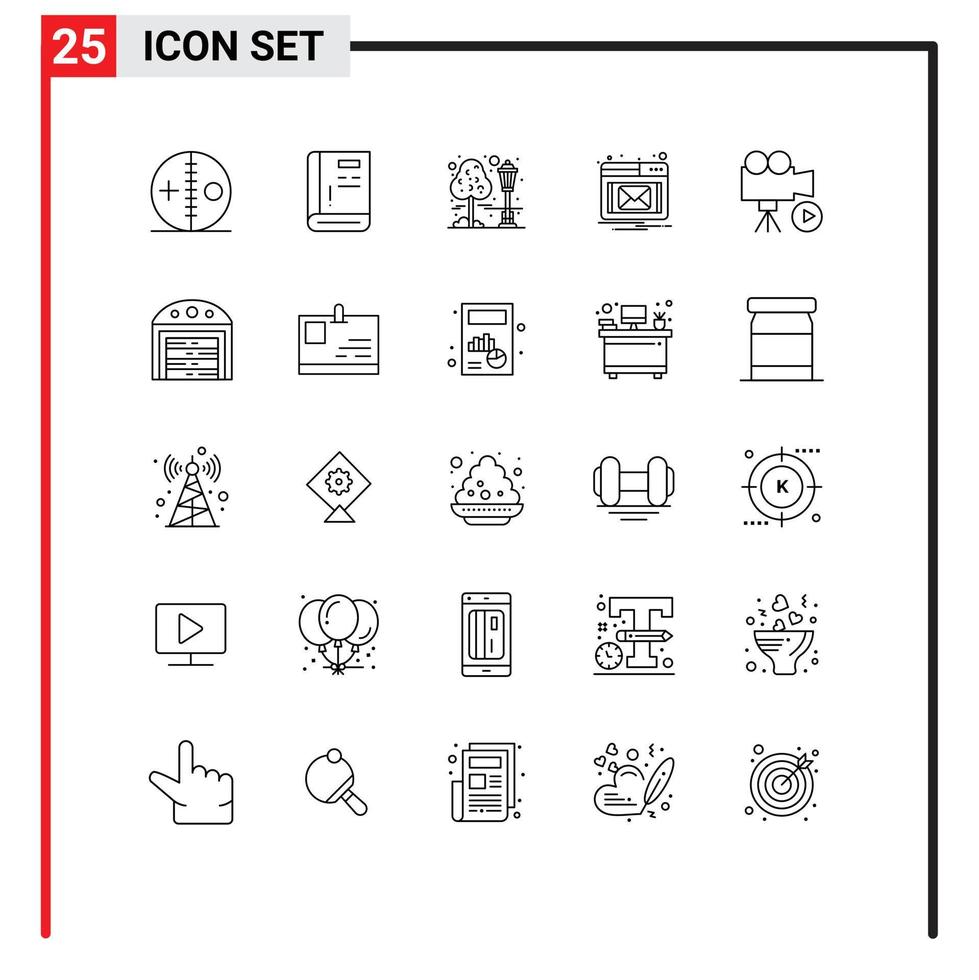 Stock Vector Icon Pack of 25 Line Signs and Symbols for camera notification help email cityscape Editable Vector Design Elements