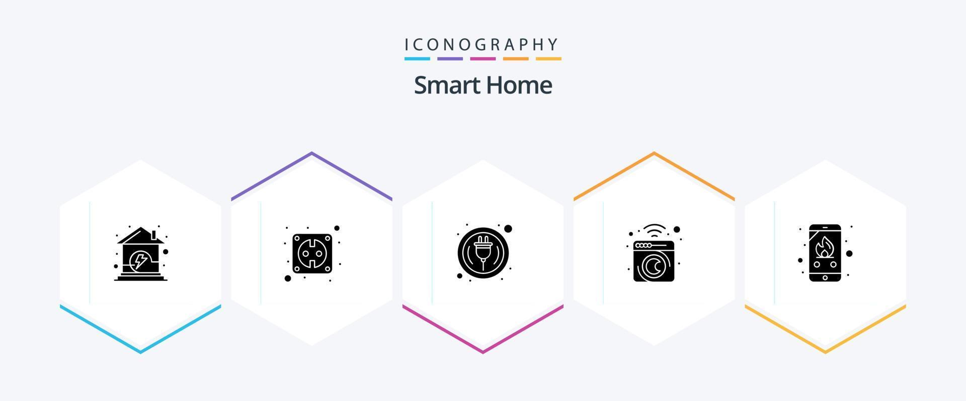 Smart Home 25 Glyph icon pack including call. laundry. home. home. clean vector