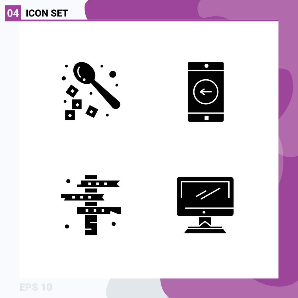 4 Creative Icons Modern Signs and Symbols of barista crossroads spoon mobile application signs Editable Vector Design Elements