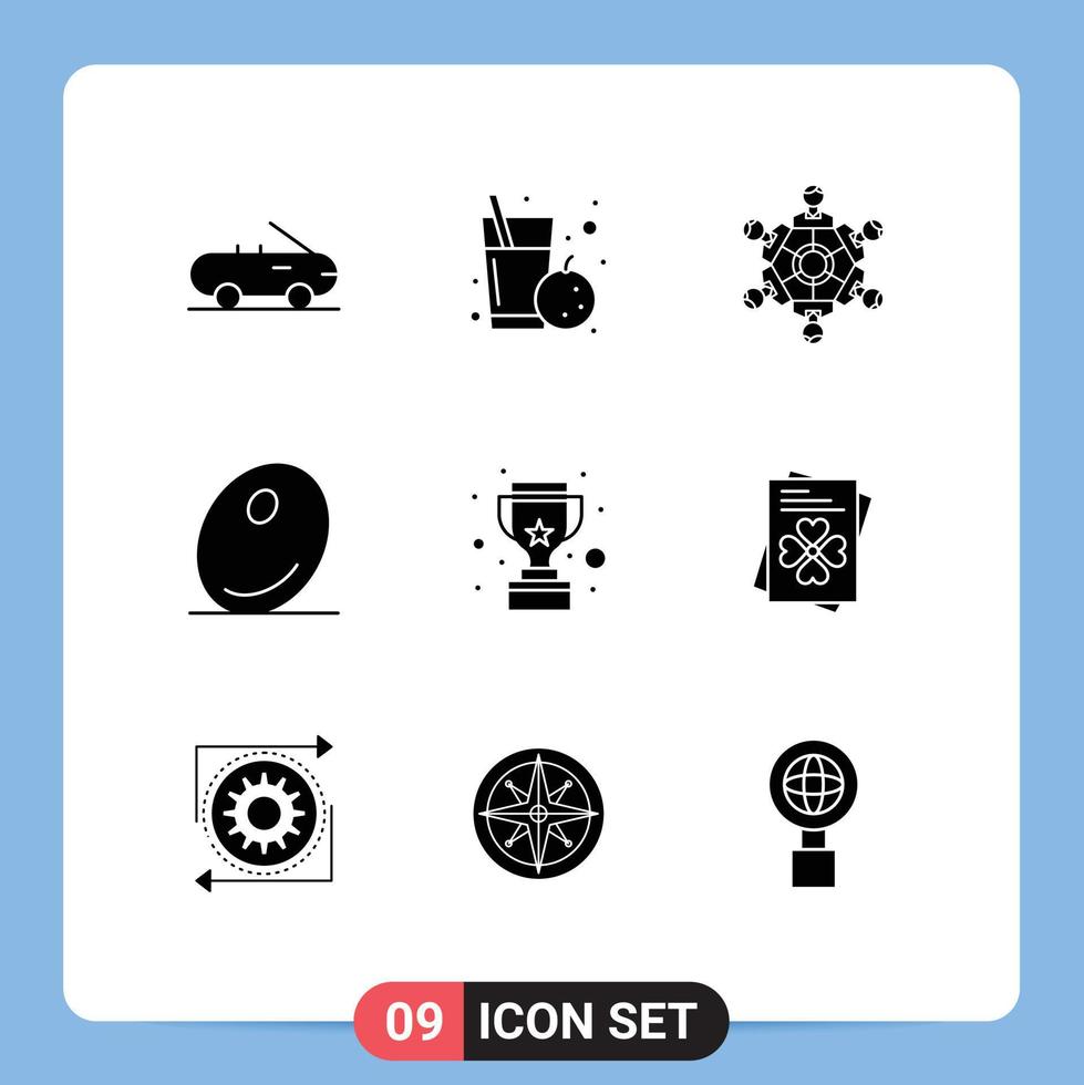Modern Set of 9 Solid Glyphs and symbols such as reward trophy game cup olive Editable Vector Design Elements