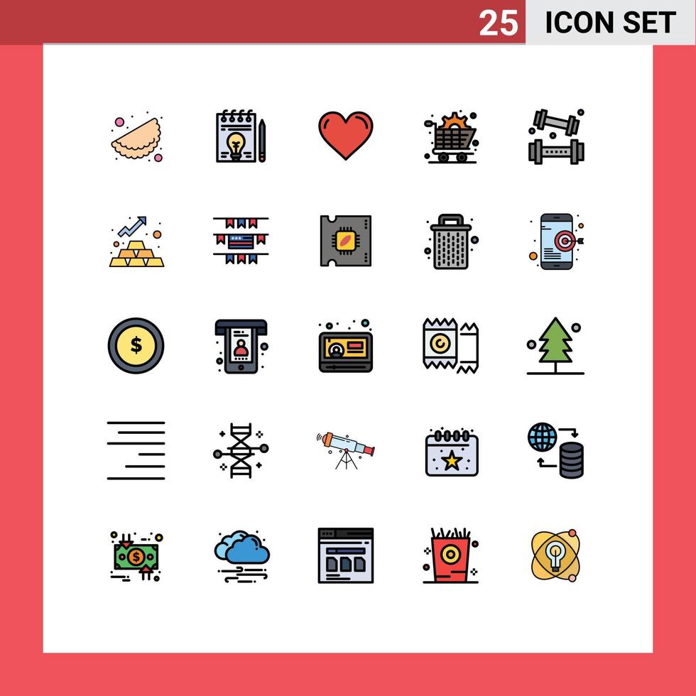 Set of 25 Modern UI Icons Symbols Signs for athletics gear love shopping art Editable Vector Design Elements