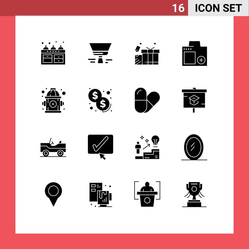 16 Creative Icons Modern Signs and Symbols of fire photo gift digital camera Editable Vector Design Elements