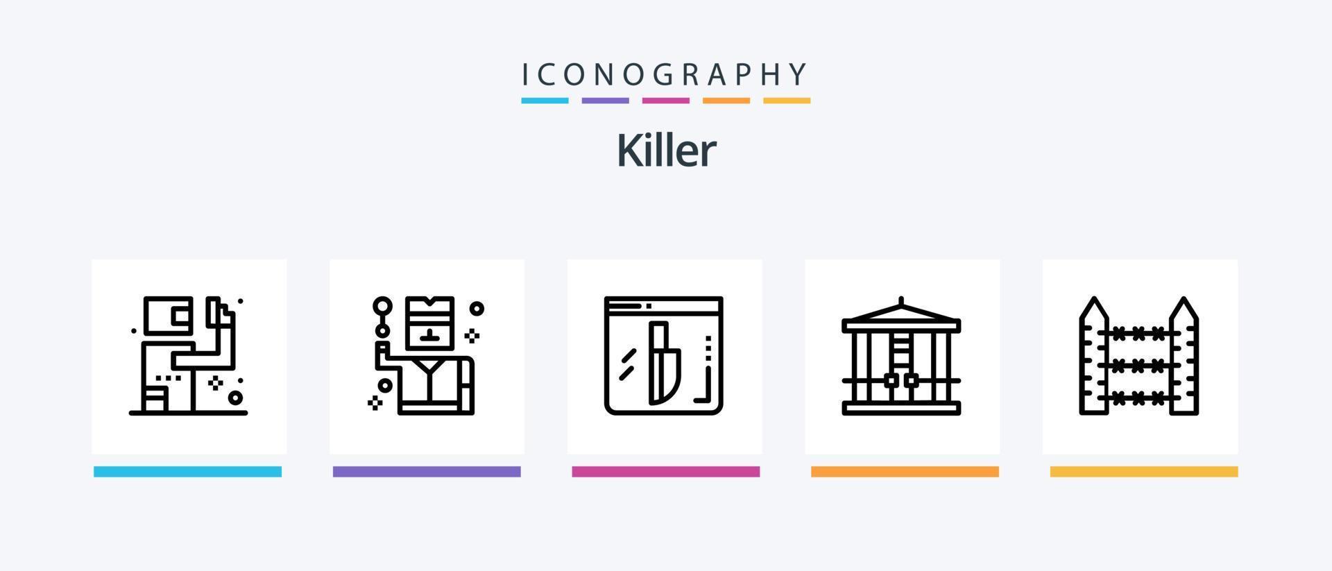 Killer Line 5 Icon Pack Including bottle. pharmacy. wire. medication. prison. Creative Icons Design vector