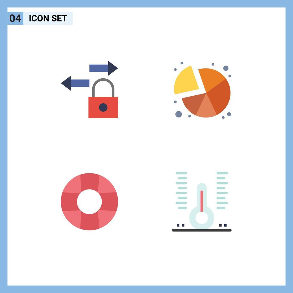 Set of 4 Modern UI Icons Symbols Signs for data health chart graph hospital Editable Vector Design Elements