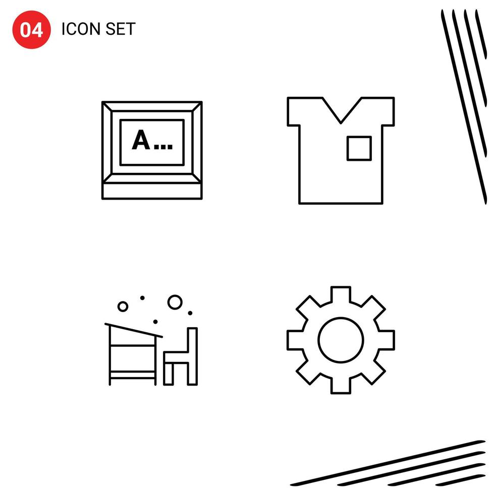 4 Creative Icons Modern Signs and Symbols of screen chair monitor fashion education Editable Vector Design Elements