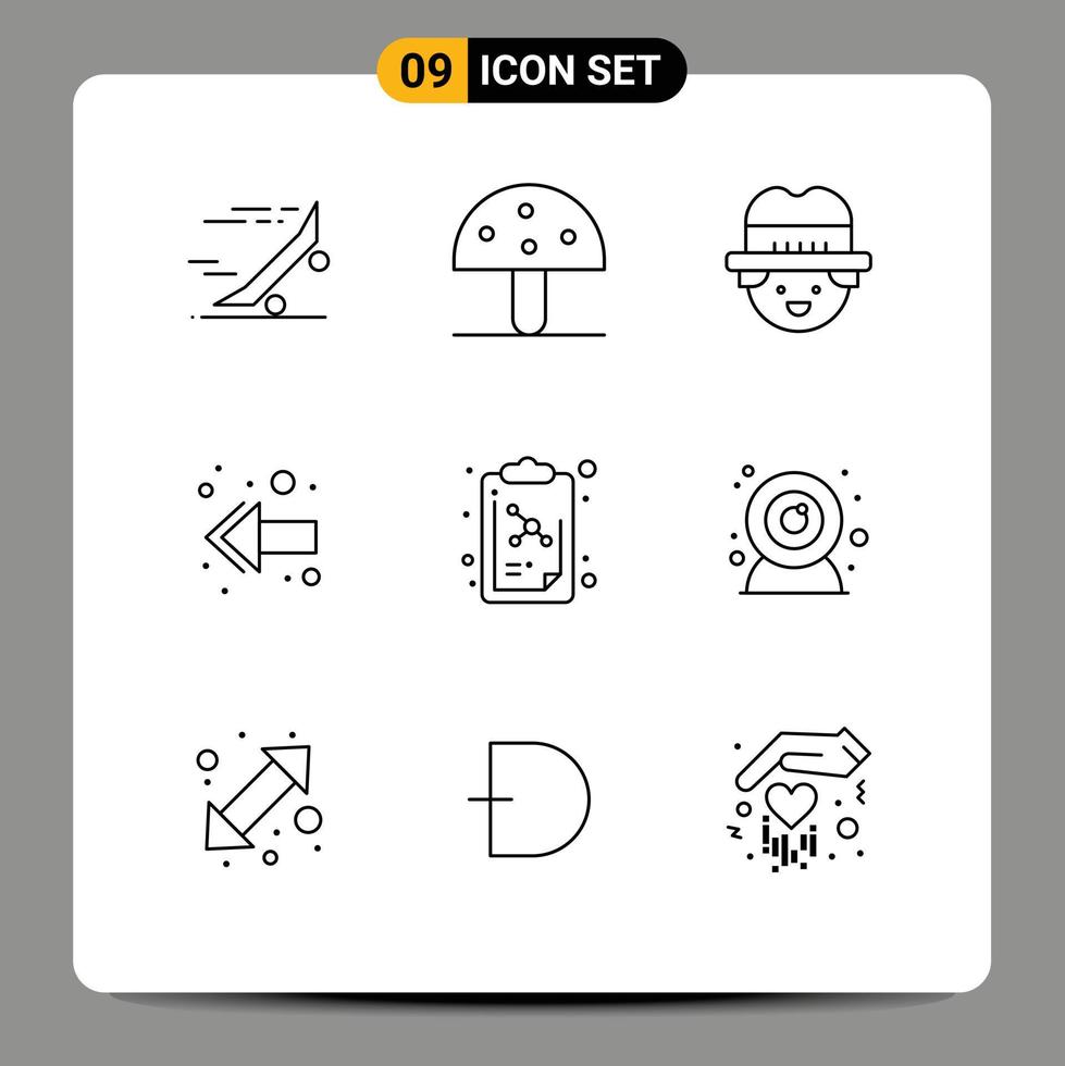Set of 9 Modern UI Icons Symbols Signs for molecule left nature back man Editable Vector Design Elements