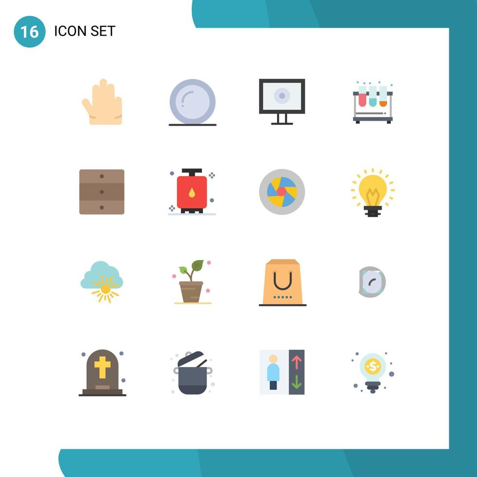 16 Universal Flat Color Signs Symbols of home appliances furniture stream study tubes Editable Pack of Creative Vector Design Elements