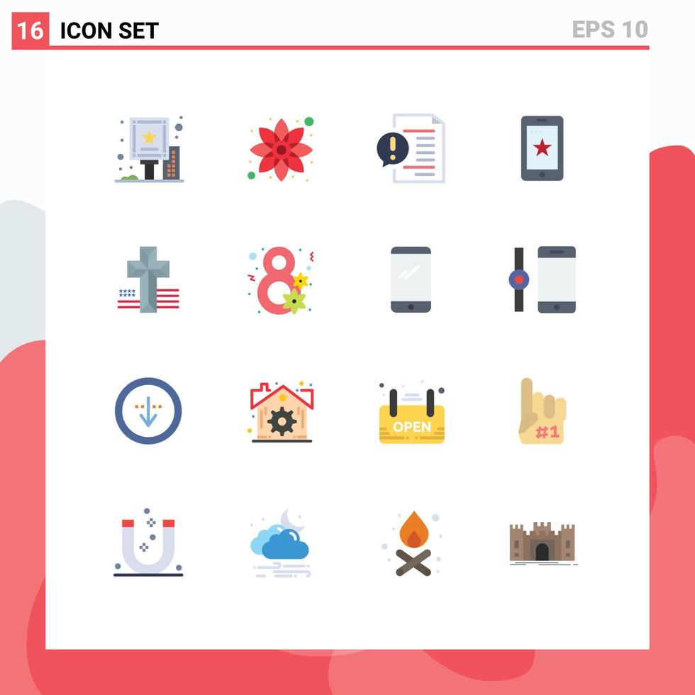 Universal Icon Symbols Group of 16 Modern Flat Colors of american cell communication phone file Editable Pack of Creative Vector Design Elements