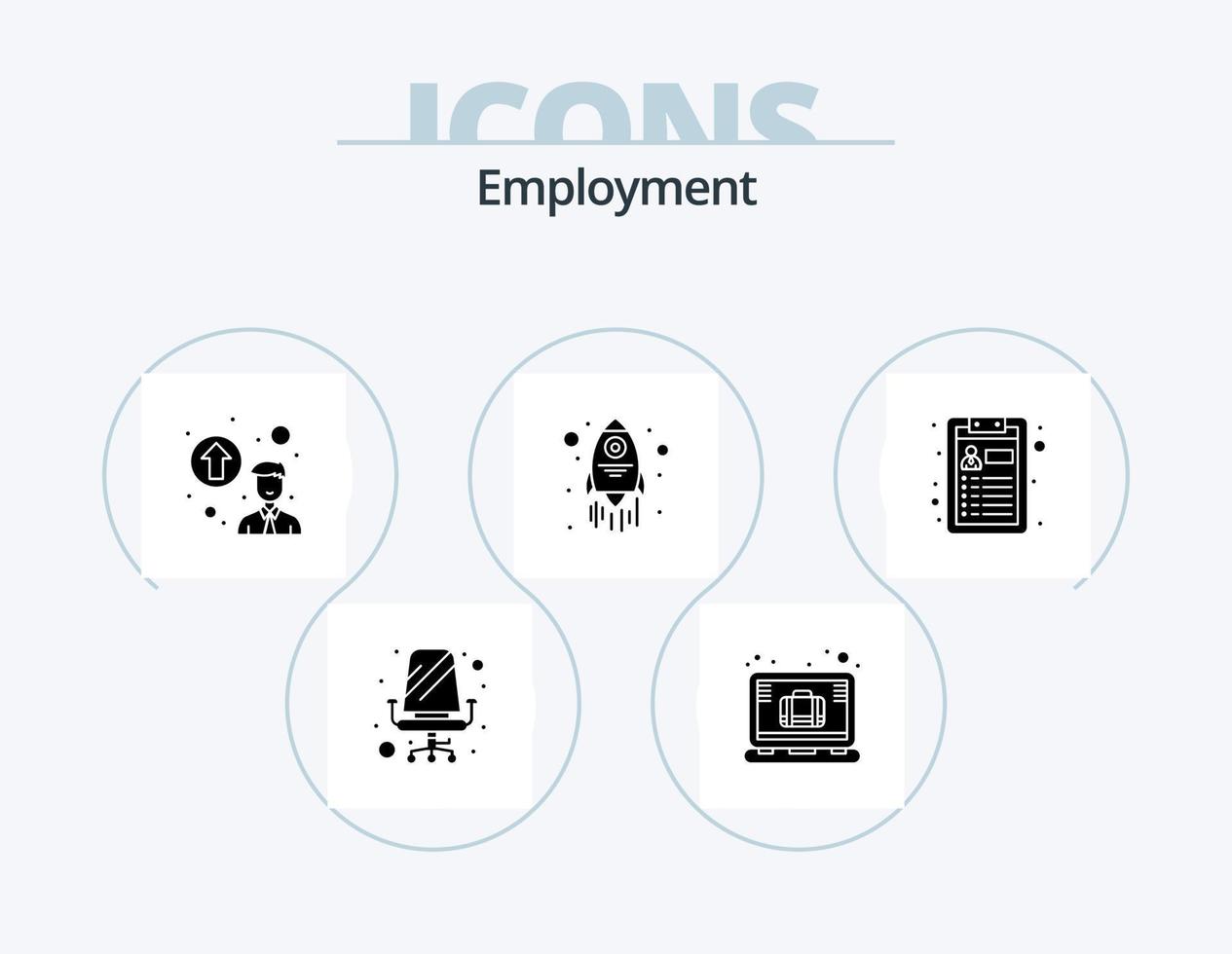 paquete de iconos de glifos de empleo 5 diseño de iconos. . trabajo. graduación personal. CV. cohete vector