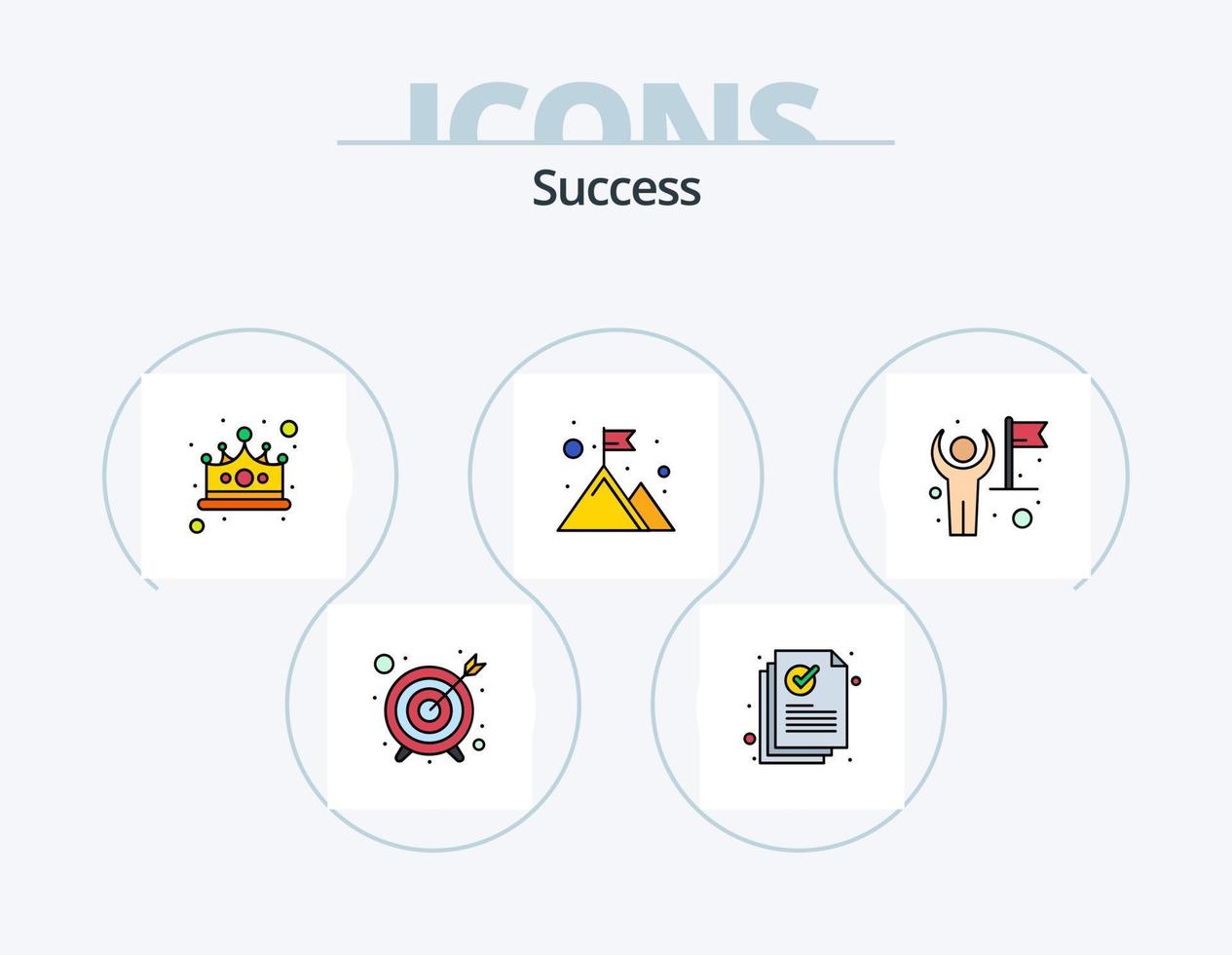Sucess Line Filled Icon Pack 5 Icon Design. reward. up to date. review. tick mark. checked vector