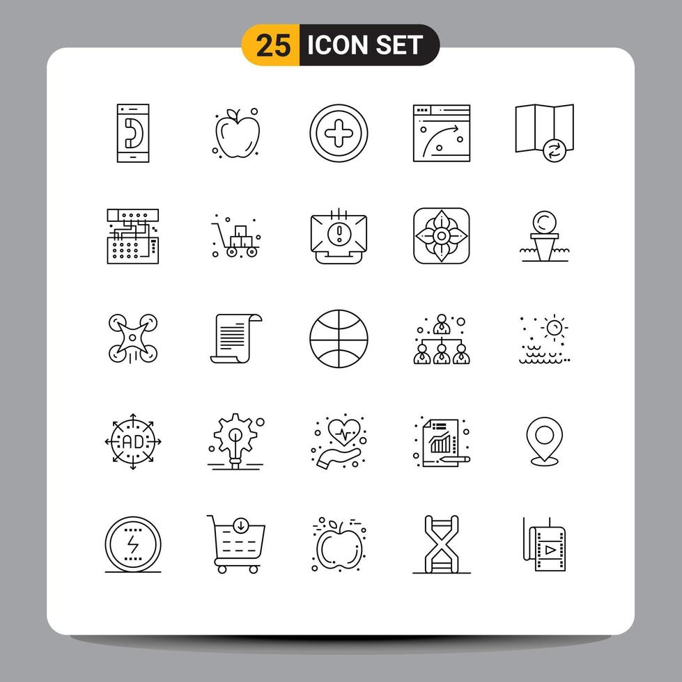 Set of 25 Vector Lines on Grid for synchronize map basic hosting web page Editable Vector Design Elements