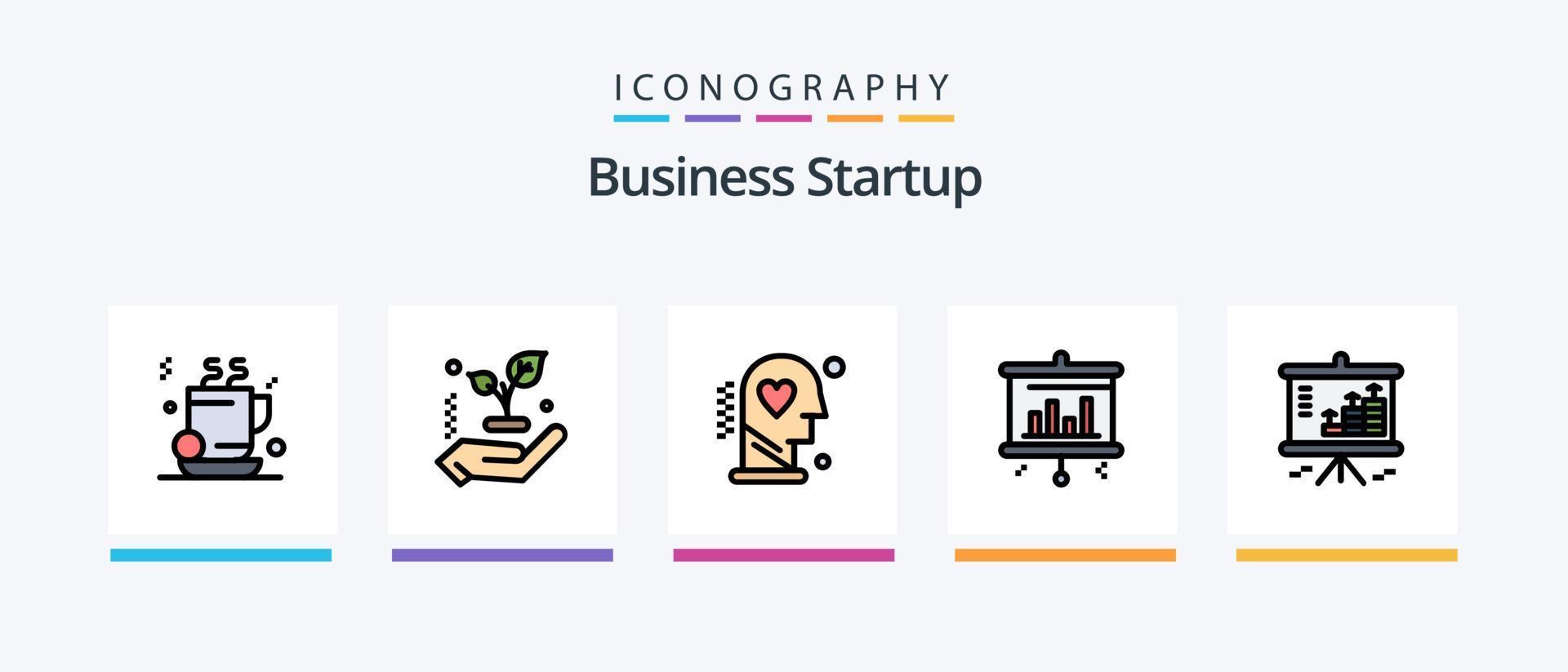 Business Startup Line Filled 5 Icon Pack Including man . brain . monitor. coffee. Creative Icons Design vector