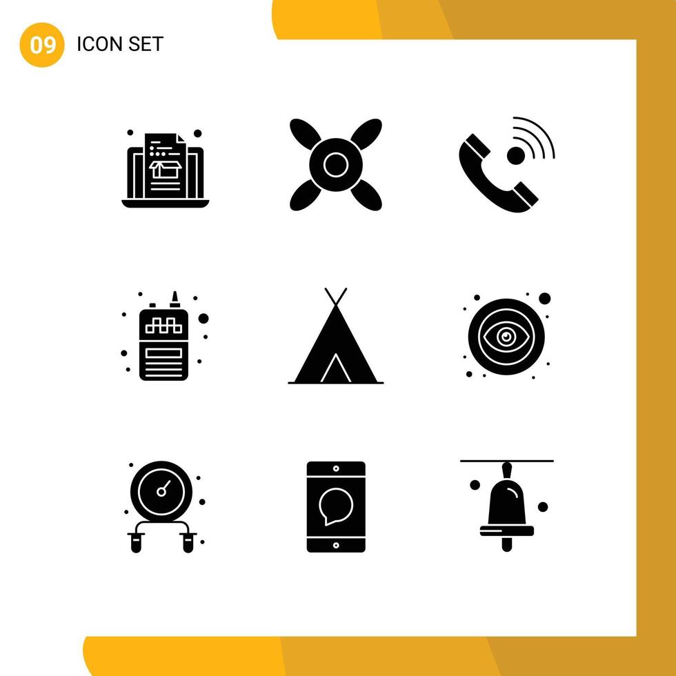 Group of 9 Solid Glyphs Signs and Symbols for travel nature incoming holidays receiver Editable Vector Design Elements