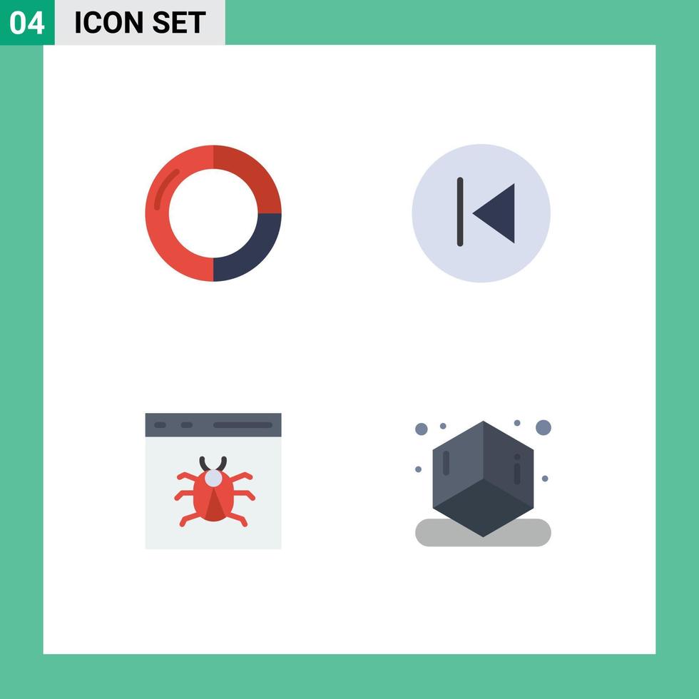 User Interface Pack of 4 Basic Flat Icons of business app pie arrows bug Editable Vector Design Elements