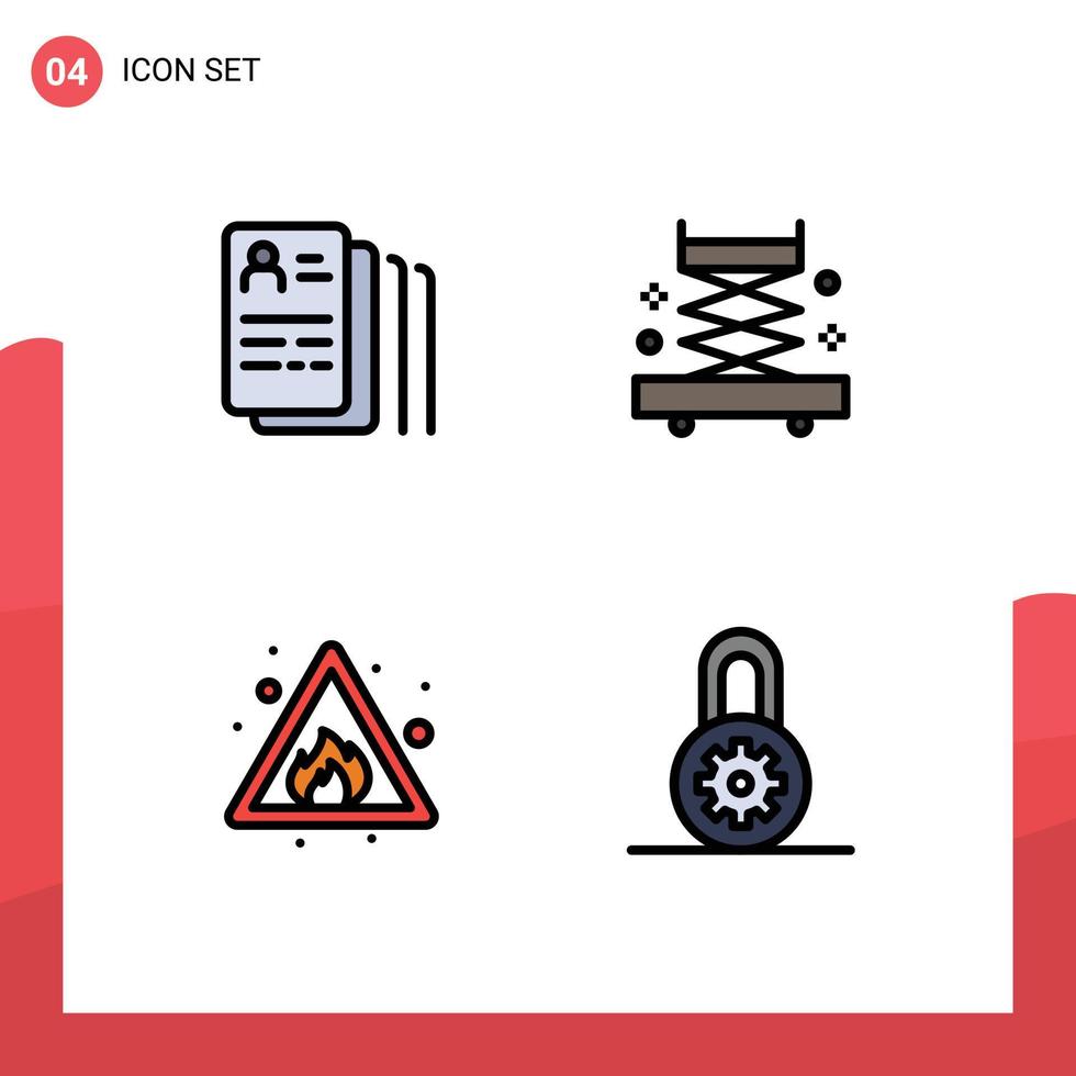 4 Creative Icons Modern Signs and Symbols of document risk search tools control Editable Vector Design Elements