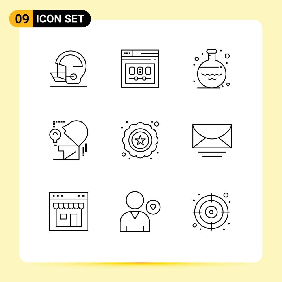 Pack of 9 Modern Outlines Signs and Symbols for Web Print Media such as premium head webpage mind volumetric Editable Vector Design Elements