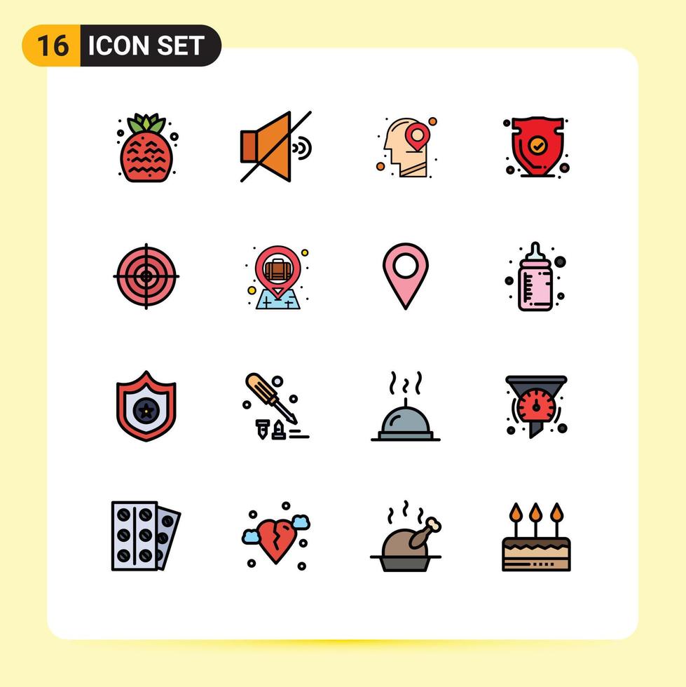 16 iconos creativos signos y símbolos modernos de meta verificar ubicación escudo de confianza elementos de diseño de vectores creativos editables