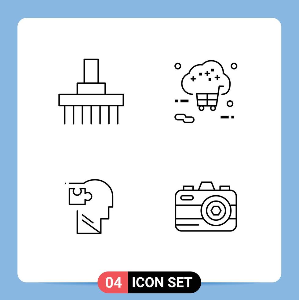 Paquete de 4 líneas de interfaz de usuario de signos y símbolos modernos de elementos de diseño vectorial editables lógicos de Internet rural de compras combinadas vector