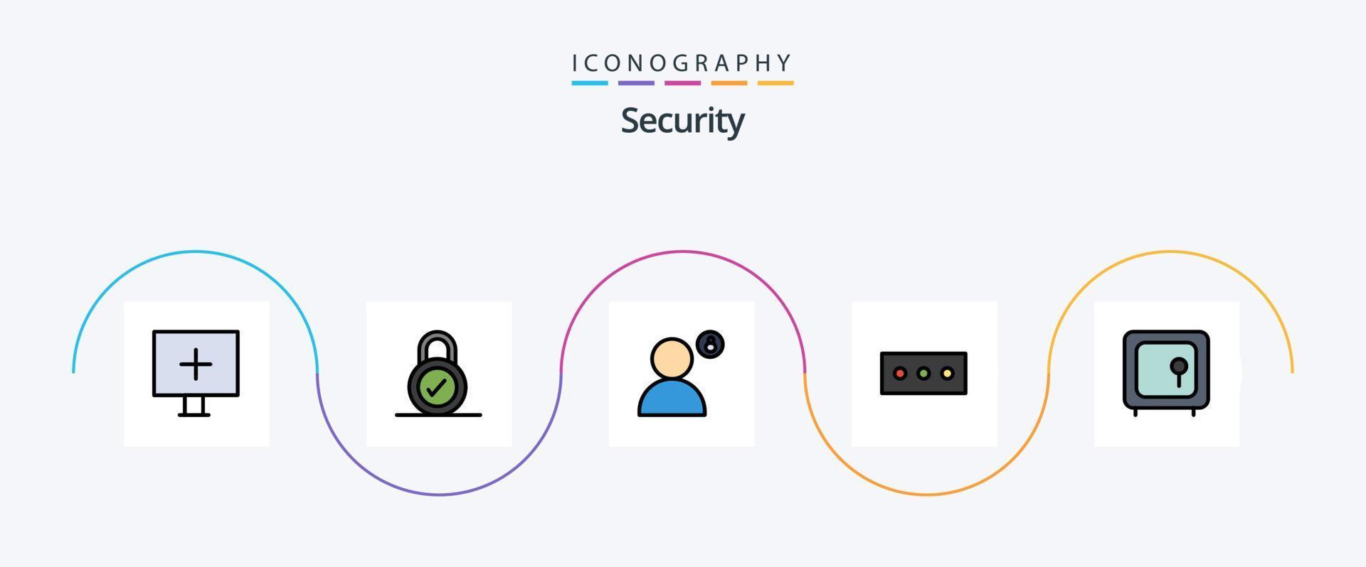 Security Line Filled Flat 5 Icon Pack Including money. box. padlock. bank. password vector