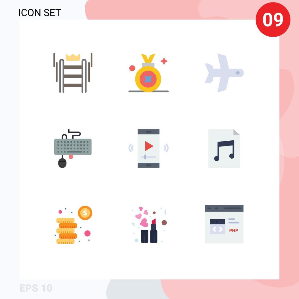 Pack of 9 Modern Flat Colors Signs and Symbols for Web Print Media such as obsolete keyboard badge interface vehicle Editable Vector Design Elements