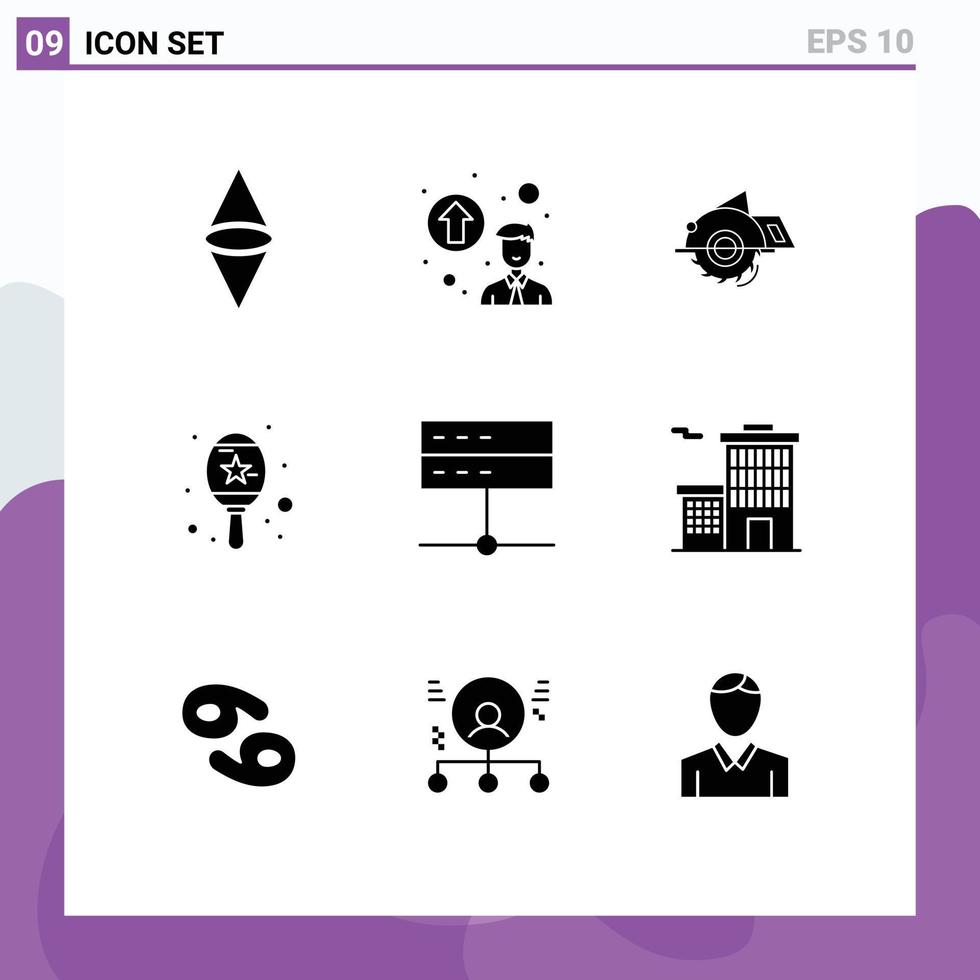 Set of 9 Modern UI Icons Symbols Signs for devices admin building music instrument Editable Vector Design Elements