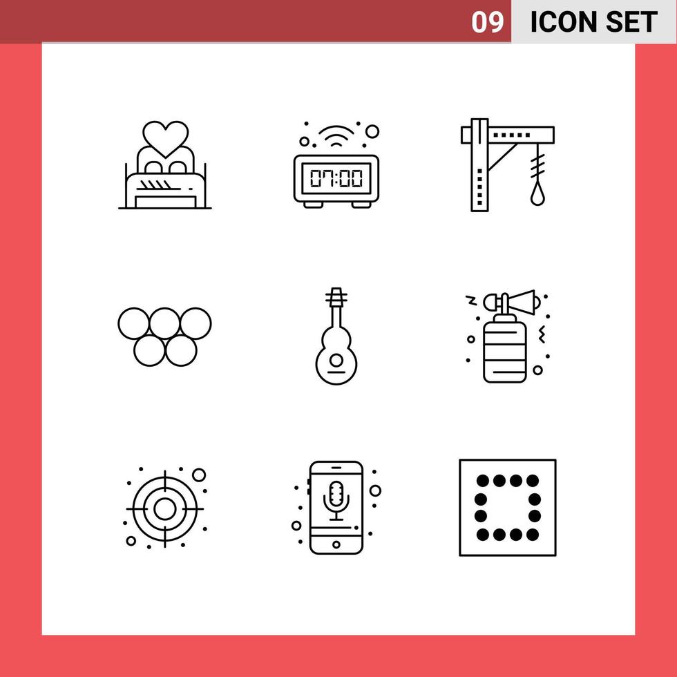 Outline Pack of 9 Universal Symbols of greek ancient table light electric Editable Vector Design Elements