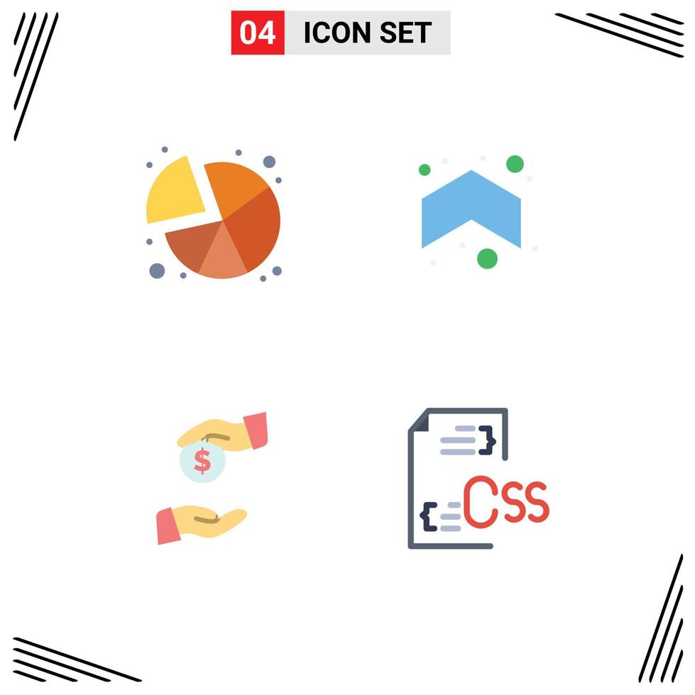 4 Flat Icon concept for Websites Mobile and Apps chart bribery graph up corrupt Editable Vector Design Elements
