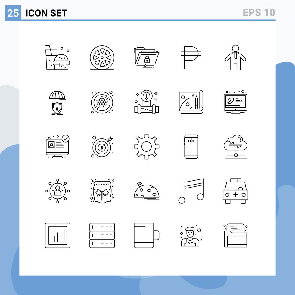 Mobile Interface Line Set of 25 Pictograms of people peso files forex philippine Editable Vector Design Elements
