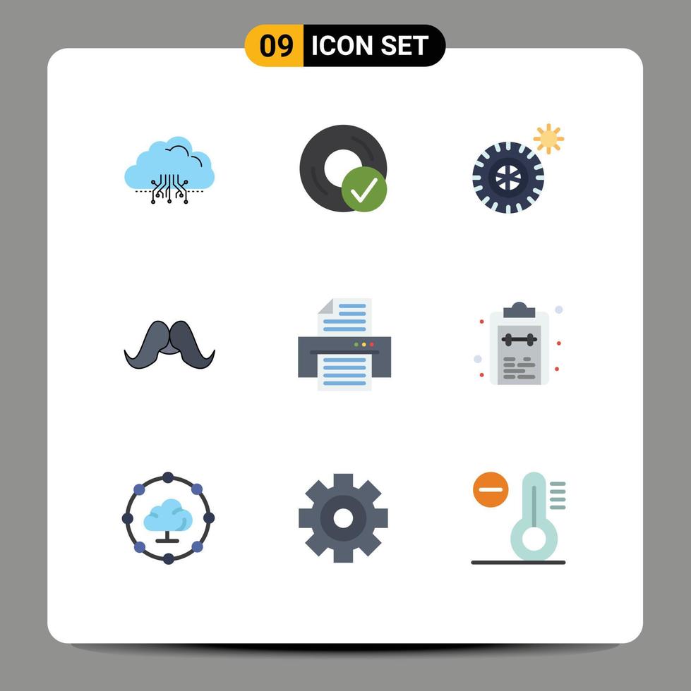 Stock Vector Icon Pack of 9 Line Signs and Symbols for men movember disc hipster wheel Editable Vector Design Elements