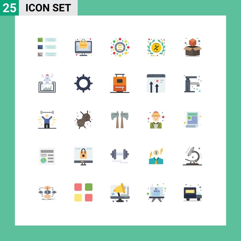 Modern Set of 25 Flat Colors and symbols such as promotion discount online black friday seo package Editable Vector Design Elements