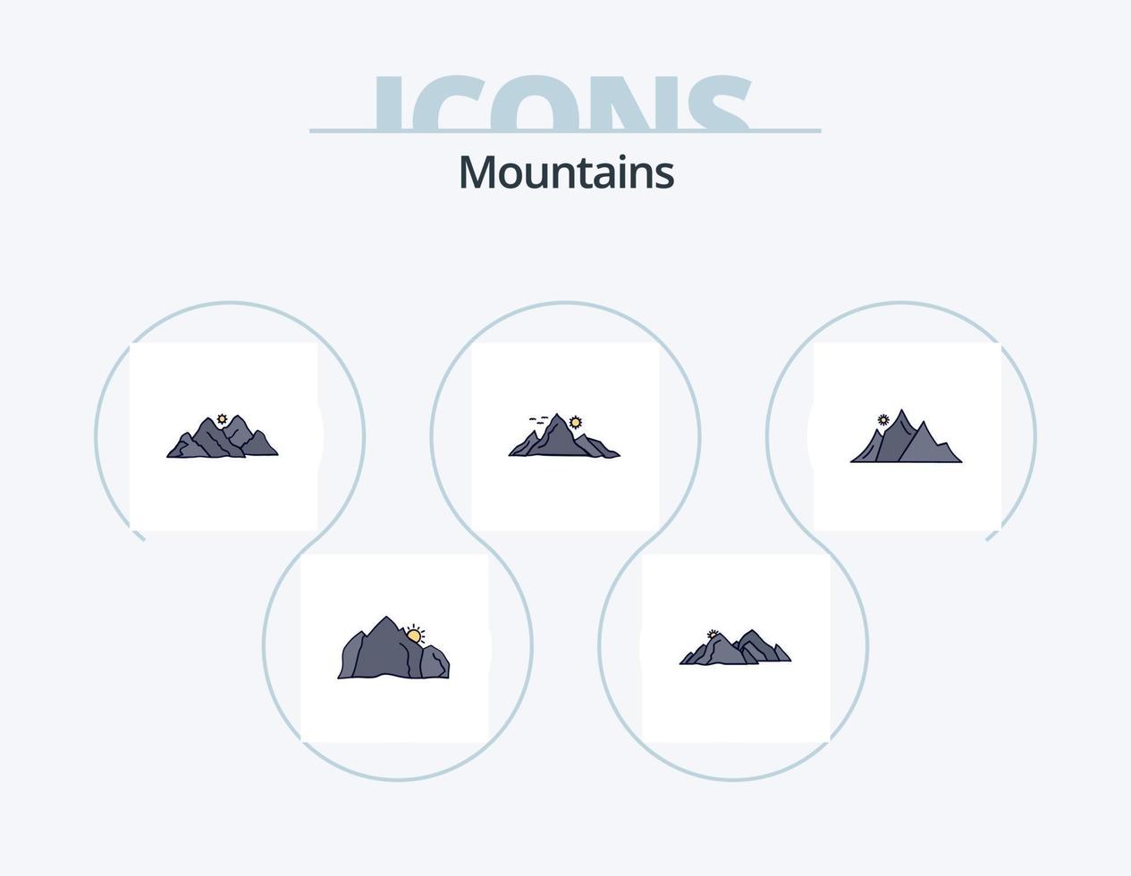 paquete de iconos llenos de línea de montañas 5 diseño de iconos. Cerro. montaña. montaña. árbol. Cerro vector