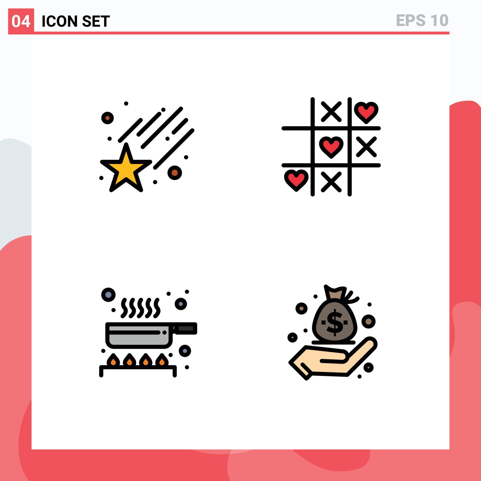4 Creative Icons Modern Signs and Symbols of falling frying pan game