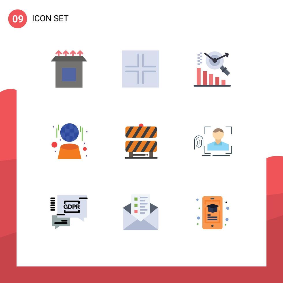 9 Flat Color concept for Websites Mobile and Apps finger fence search caution network Editable Vector Design Elements