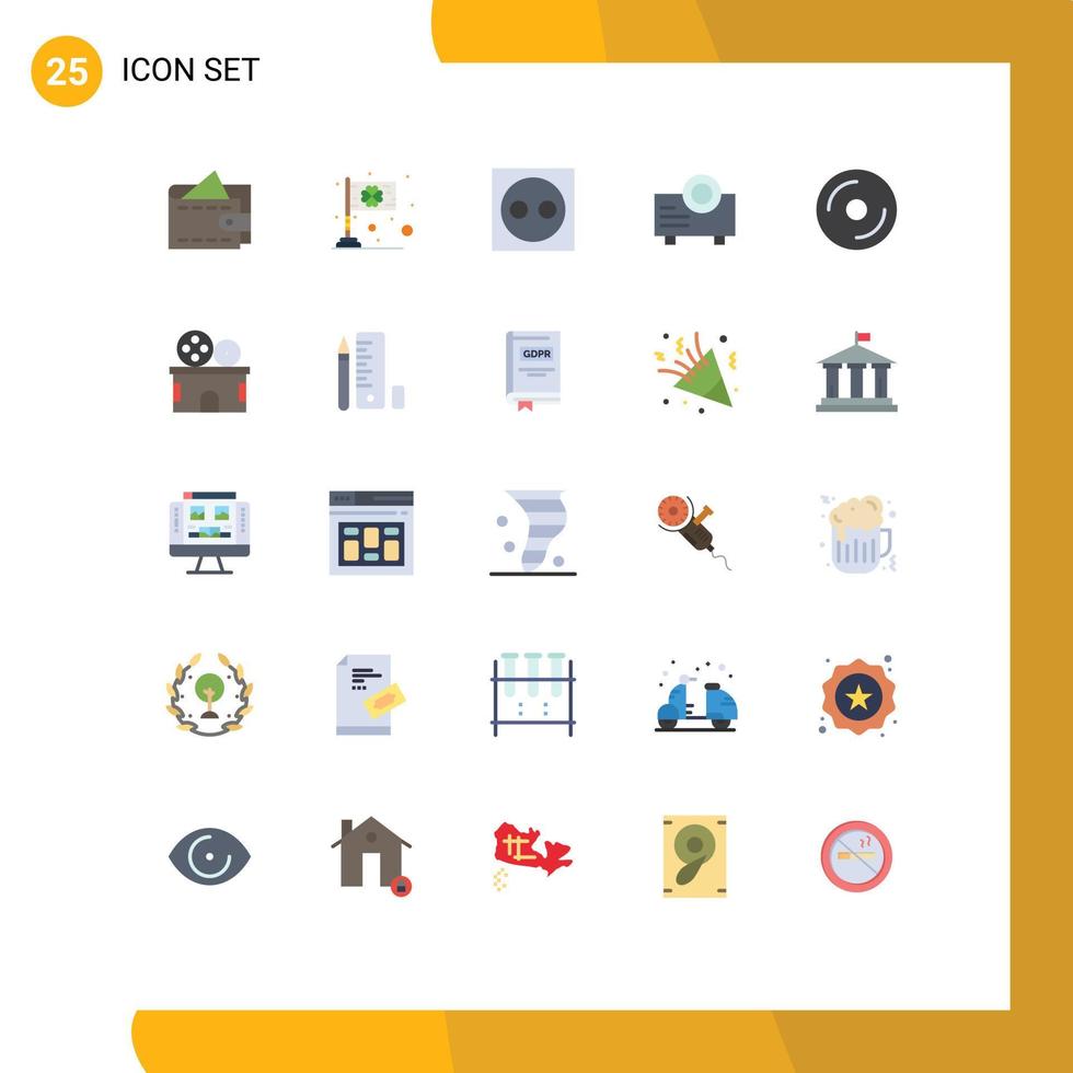 Mobile Interface Flat Color Set of 25 Pictograms of disk projector devices presentation hardware Editable Vector Design Elements