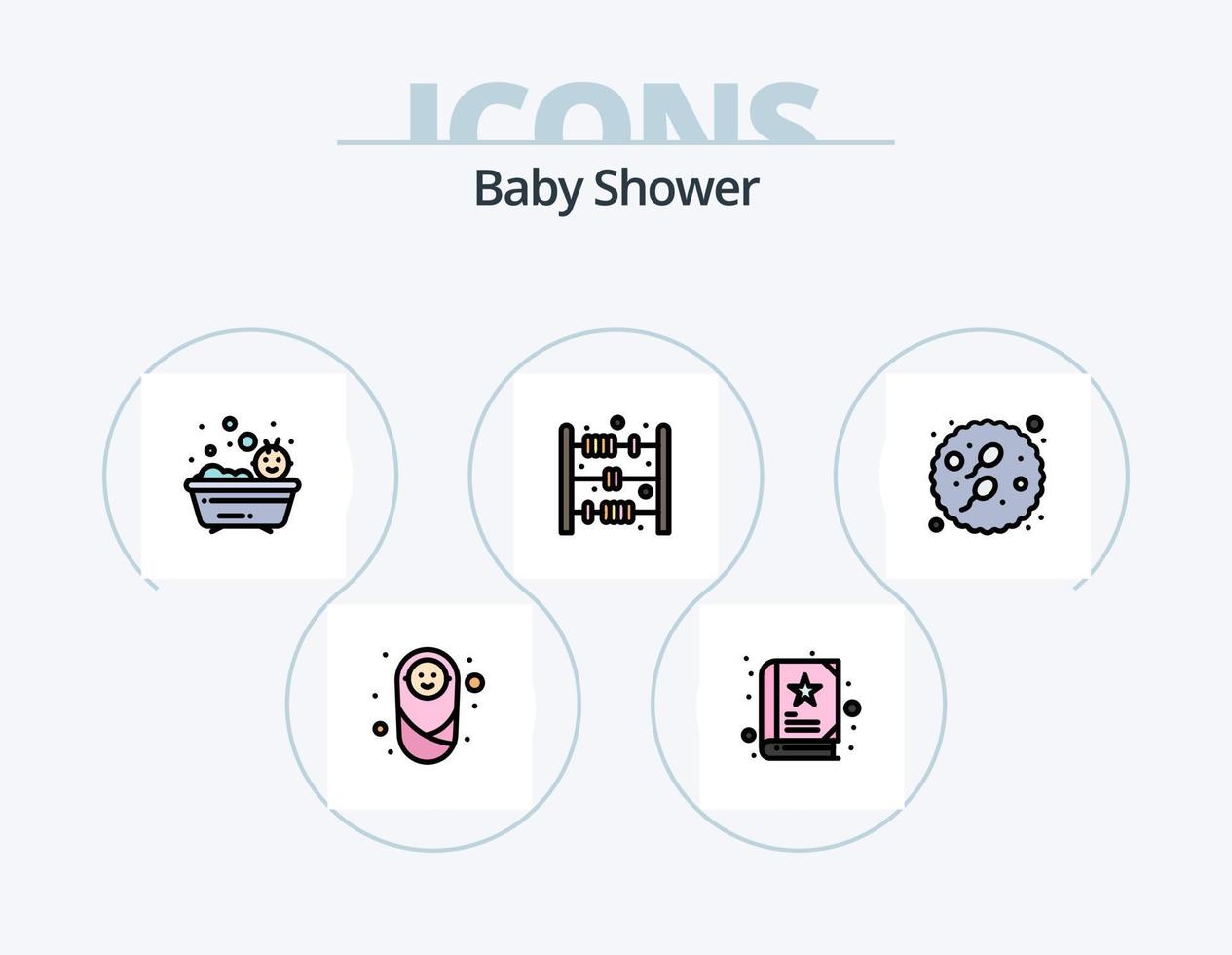 Baby Shower Line Filled Icon Pack 5 Icon Design. nipple. baby. baby. toy. baby vector