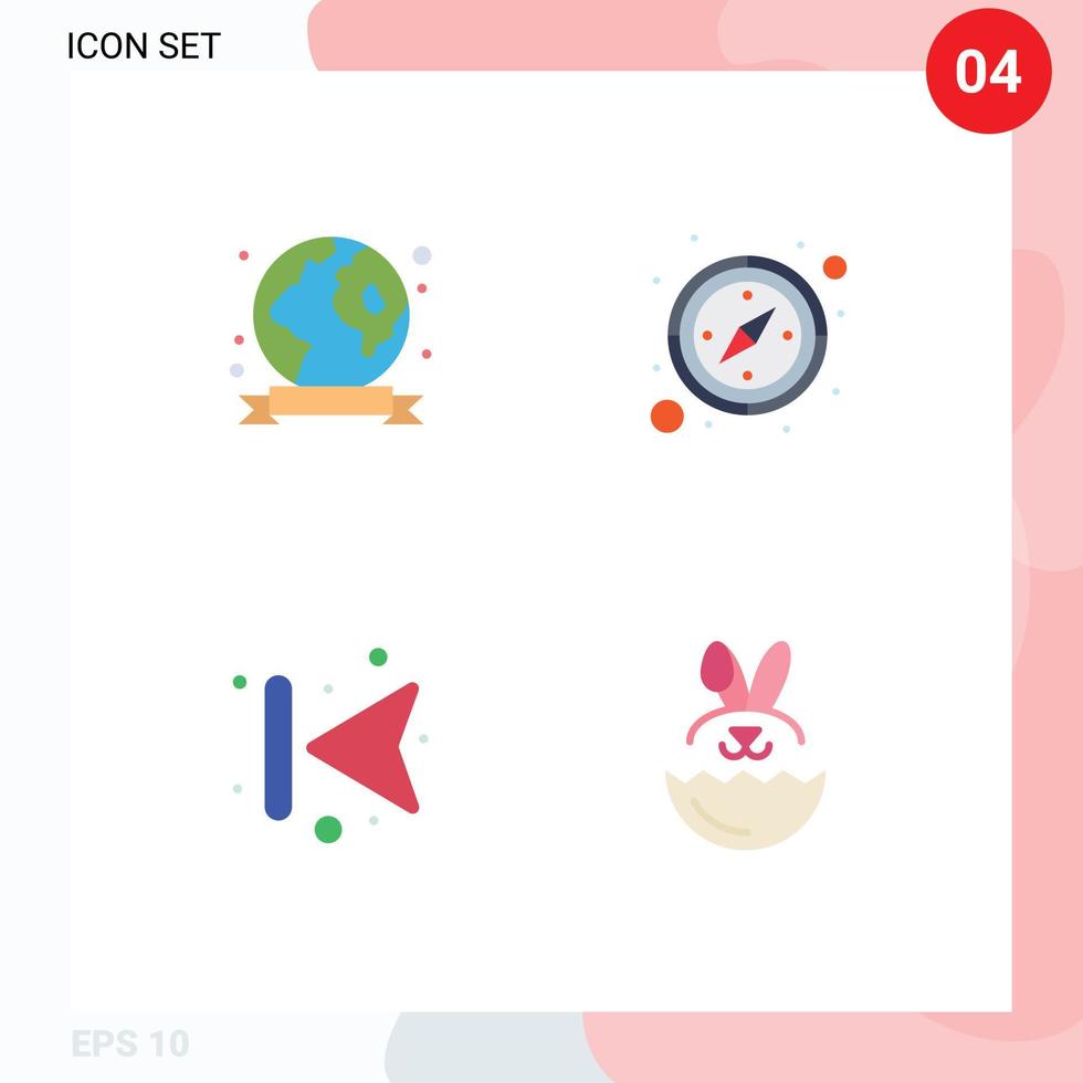 Modern Set of 4 Flat Icons Pictograph of badge back environment gps egg Editable Vector Design Elements